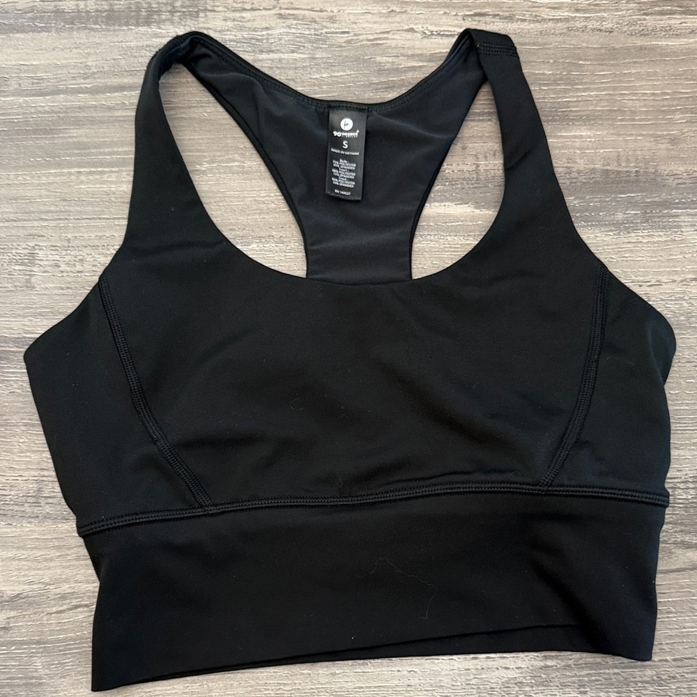 90 Degree By Reflex Longline Black Sports Bra